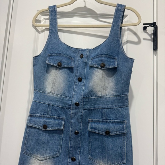 New JLuxLabel Bloomingdale’s Denim Mini Dress Sz L - Picture 3 of 4